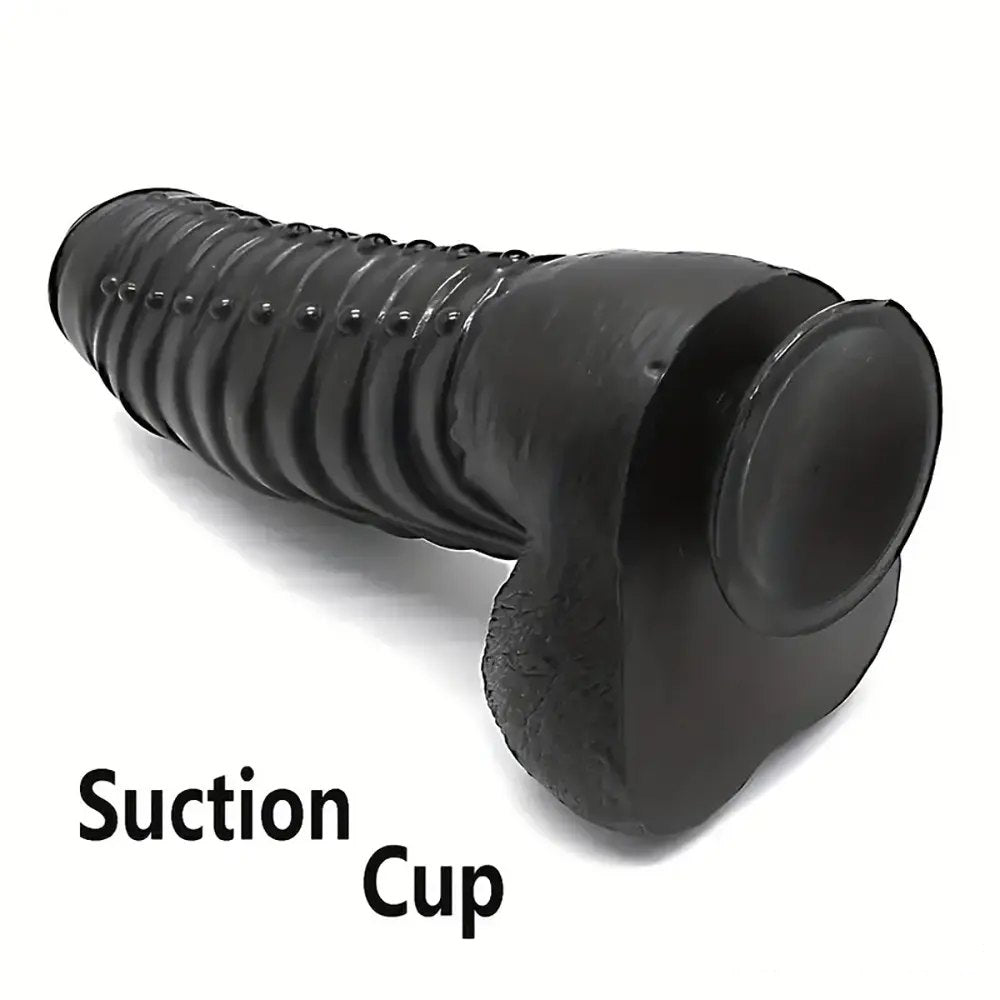 Black spiked uncut realistic pvc dildo, photo 5