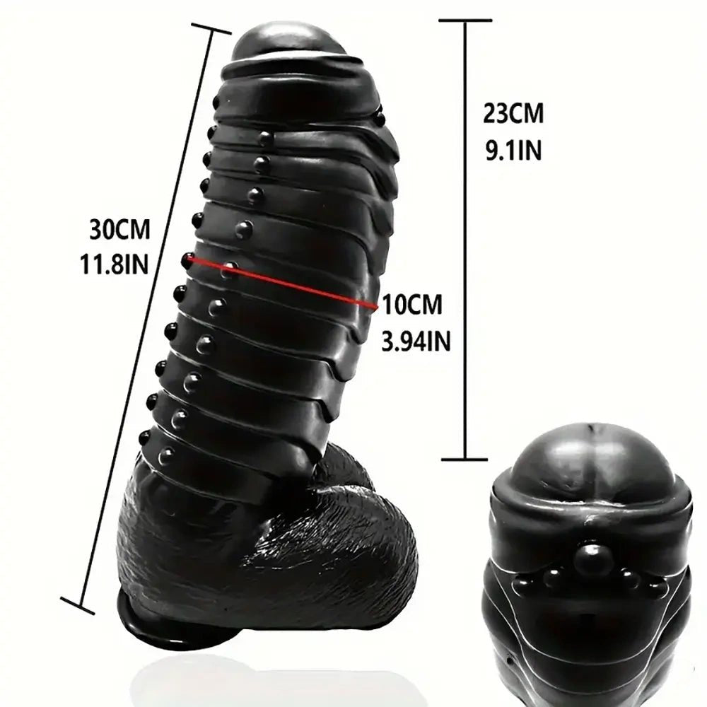 Black spiked uncut realistic pvc dildo, photo 6