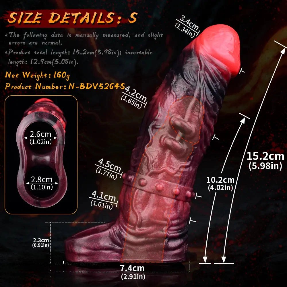 Red silicone spiked cock sleeve, photo 16