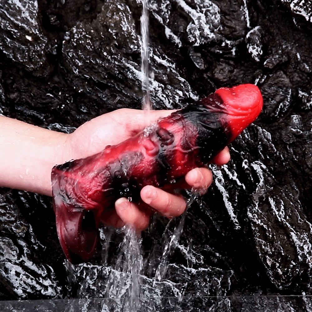 Red silicone spiked cock sleeve, photo 2