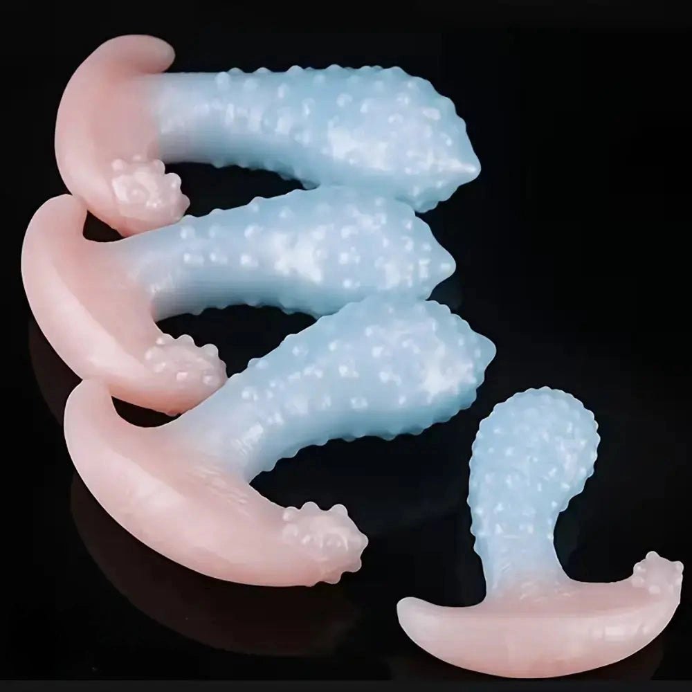 Blue spiked wearable silicone anal toy, photo 1