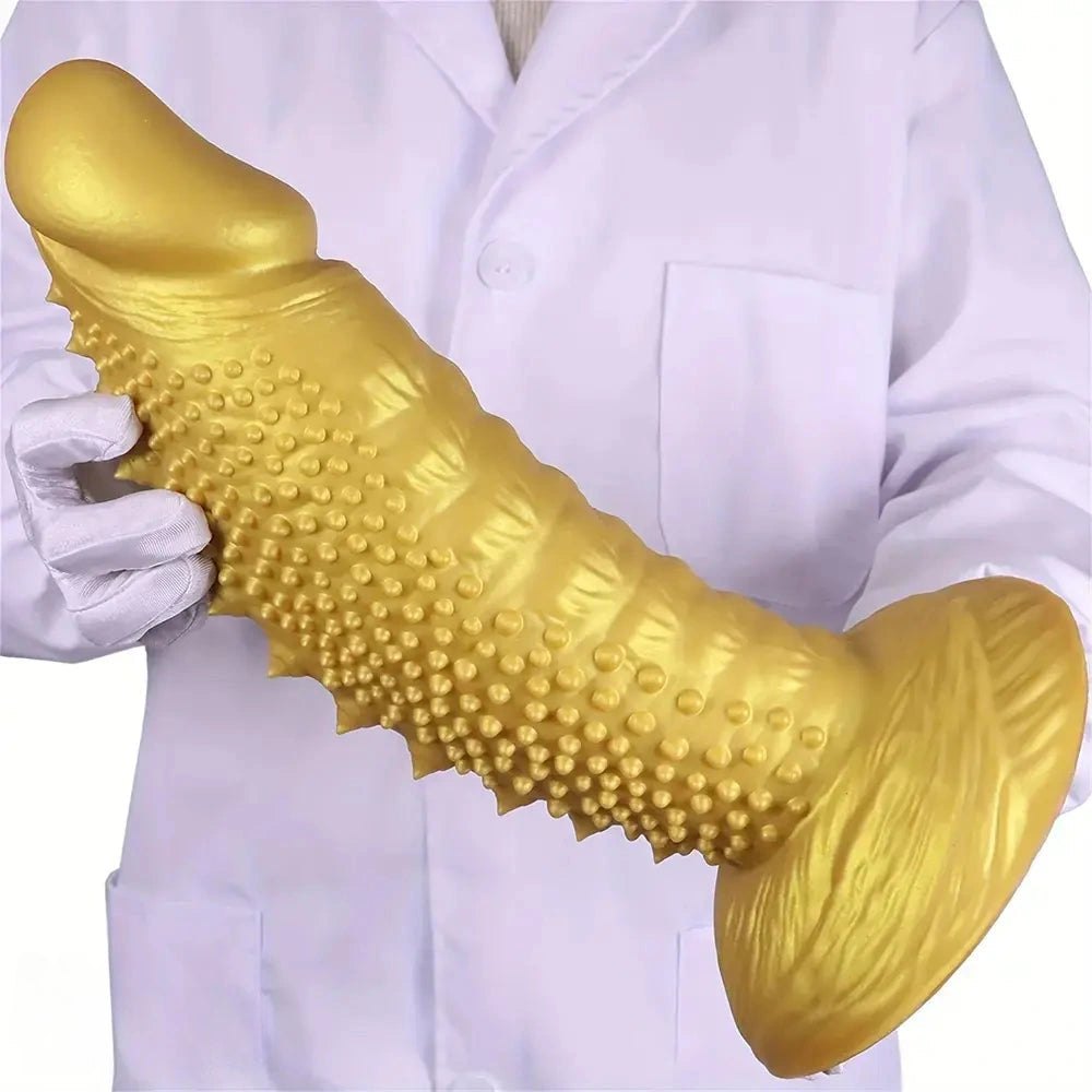 Gold spiky texture large dildo, photo 10