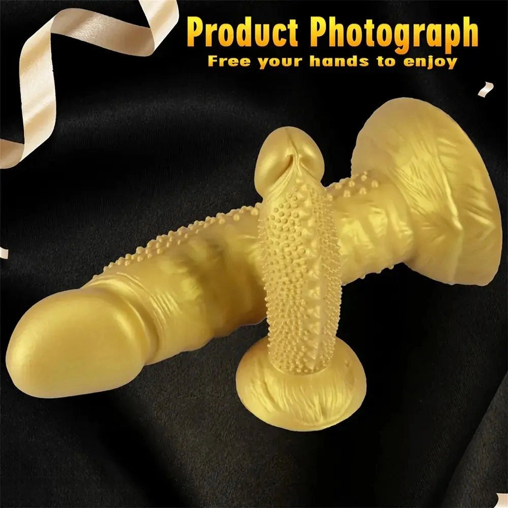Gold spiky texture large dildo, photo 11