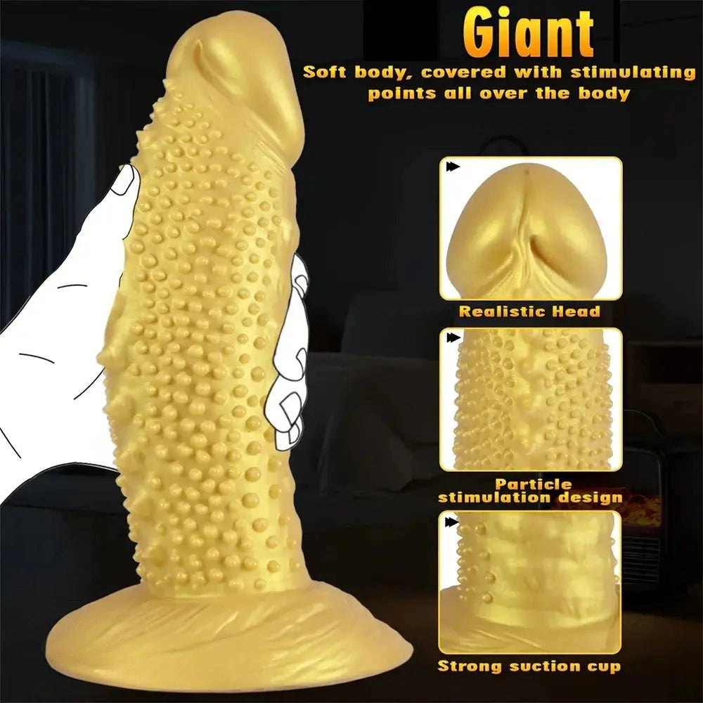 Gold spiky texture large dildo, photo 13