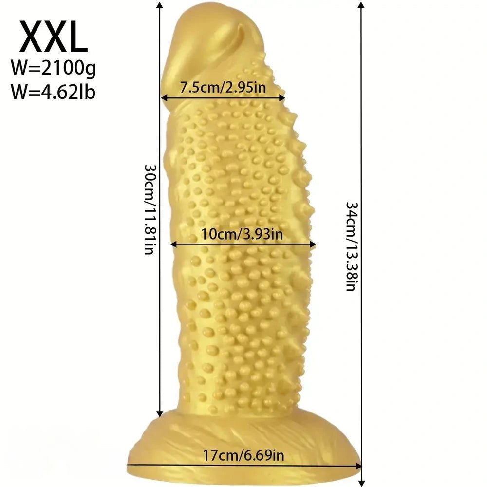 Gold spiky texture large dildo, photo 15