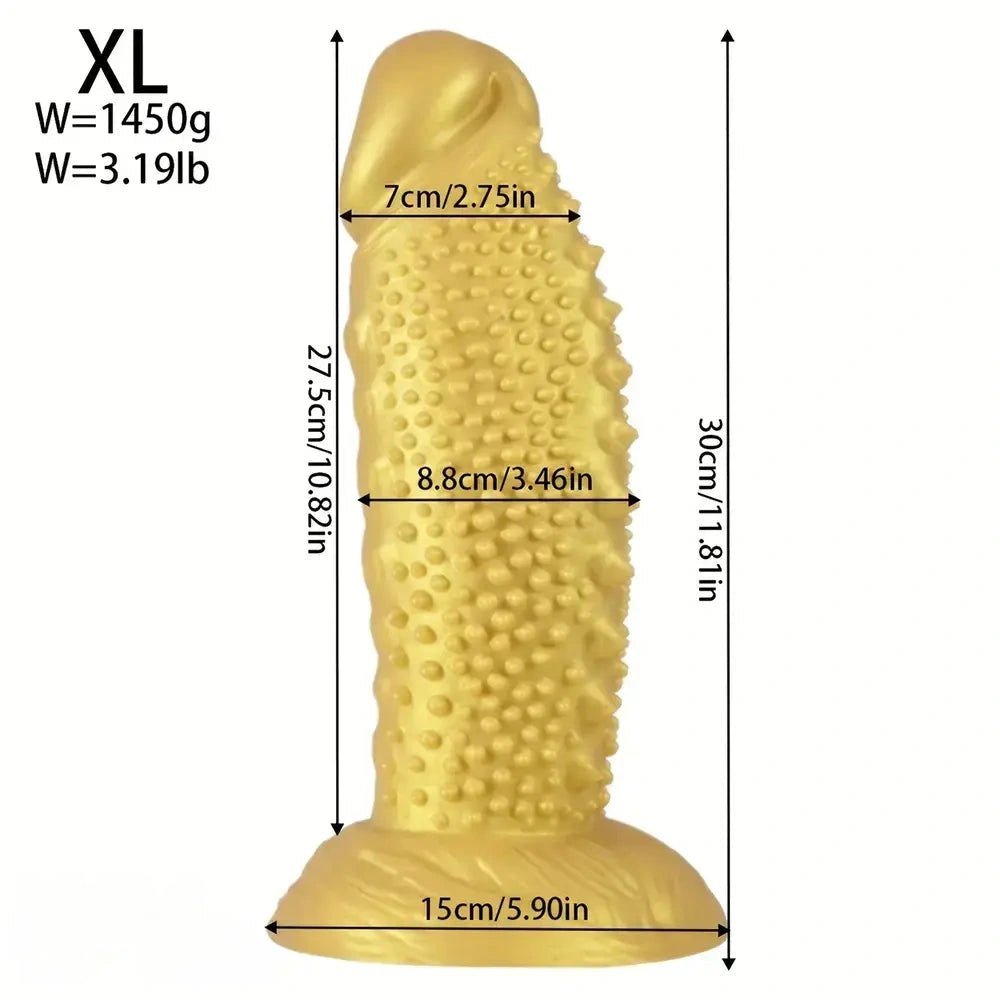 Gold spiky texture large dildo, photo 16