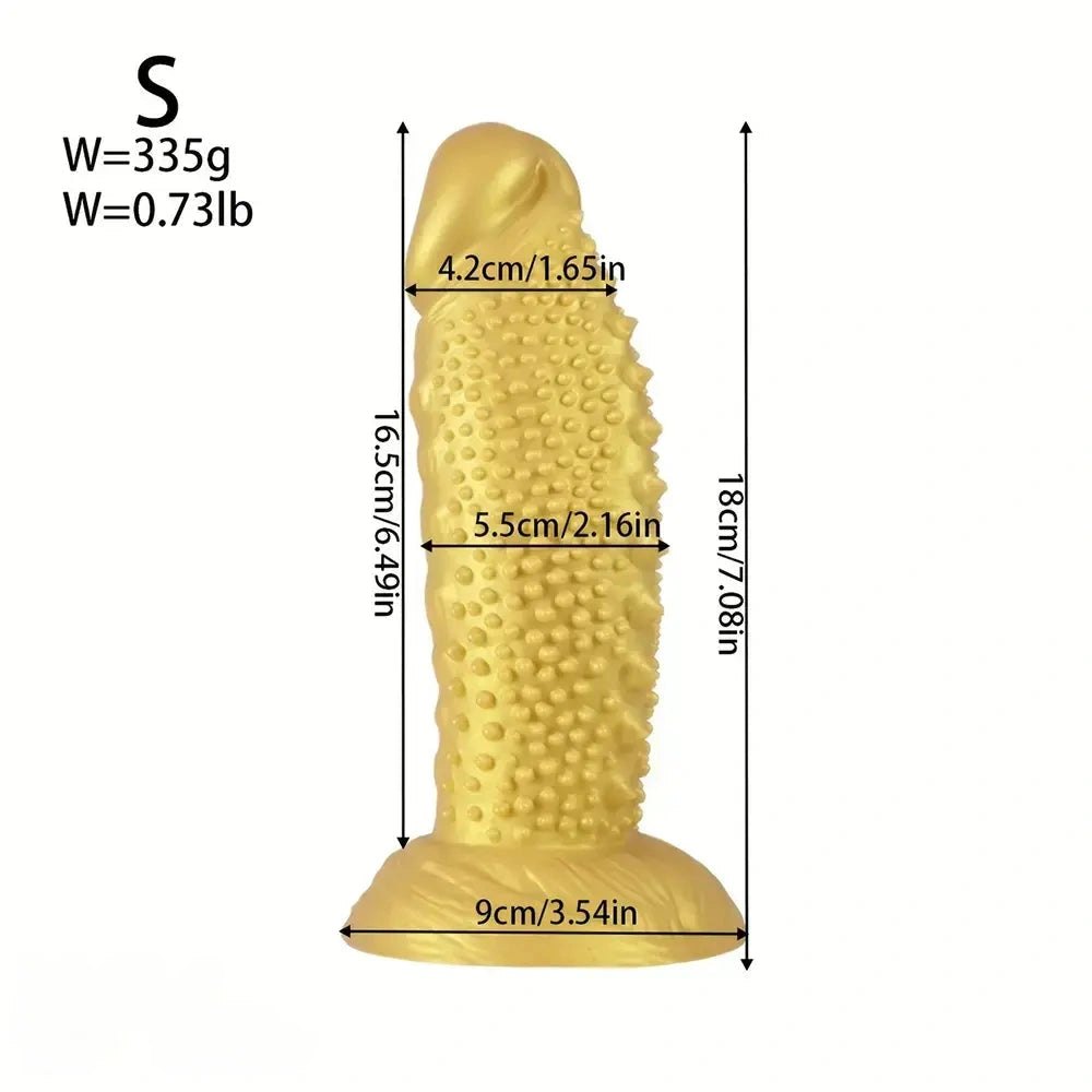 Gold spiky texture large dildo, photo 17