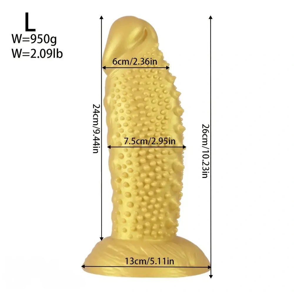 Gold spiky texture large dildo, photo 18