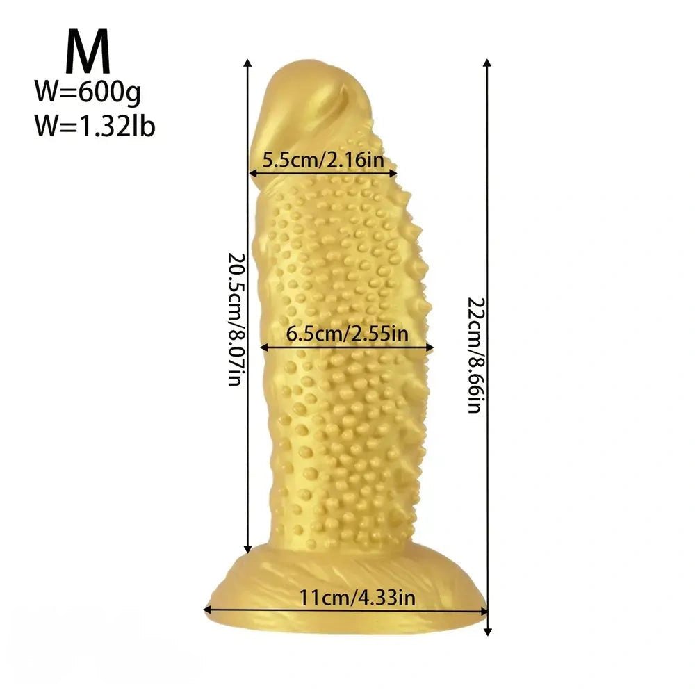 Gold spiky texture large dildo, photo 19