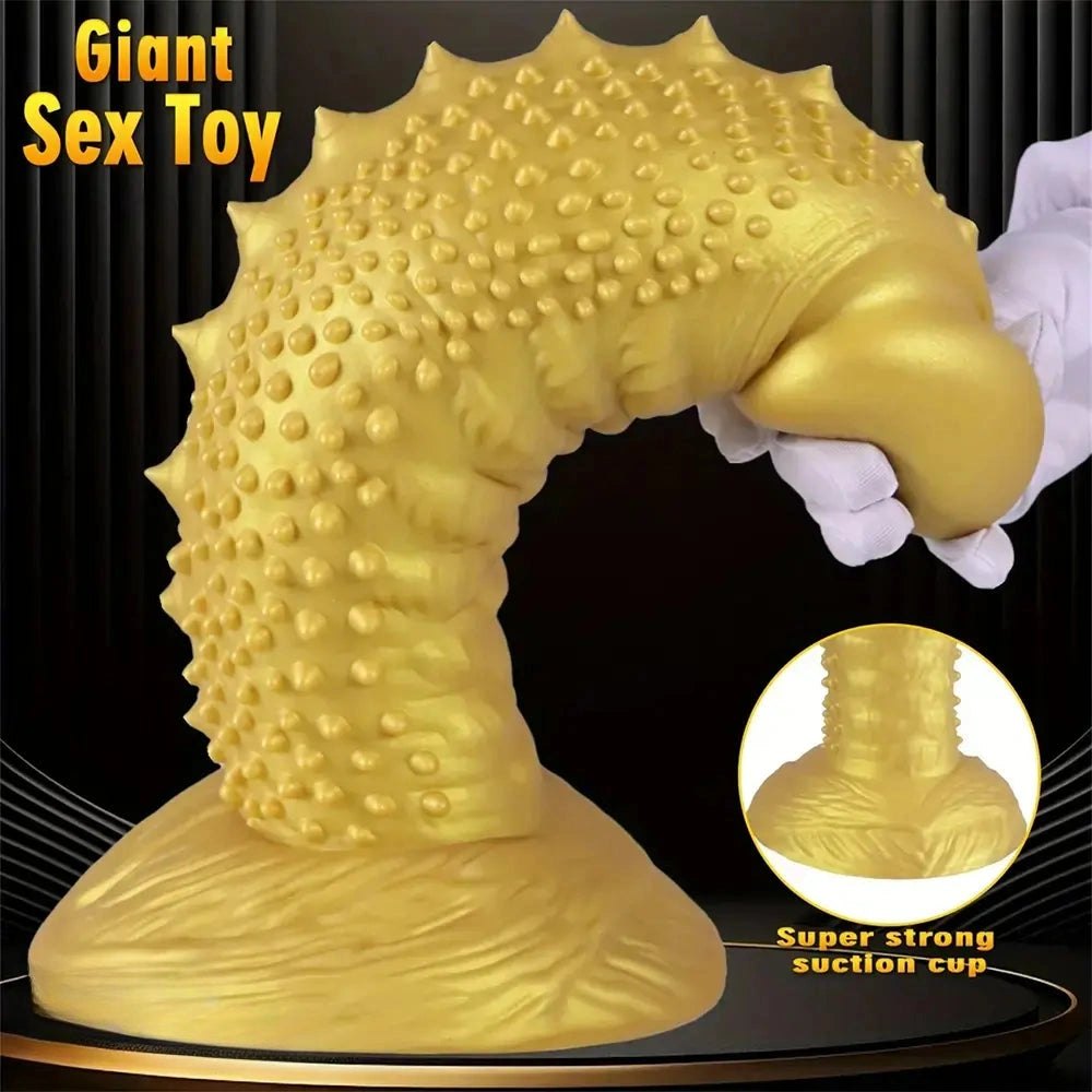 Gold spiky texture large dildo, photo 3