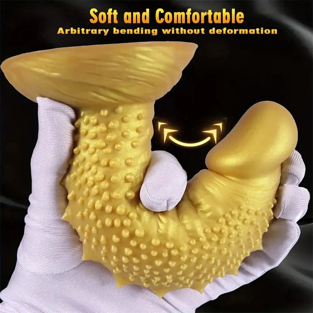 Gold spiky texture large dildo, photo 4