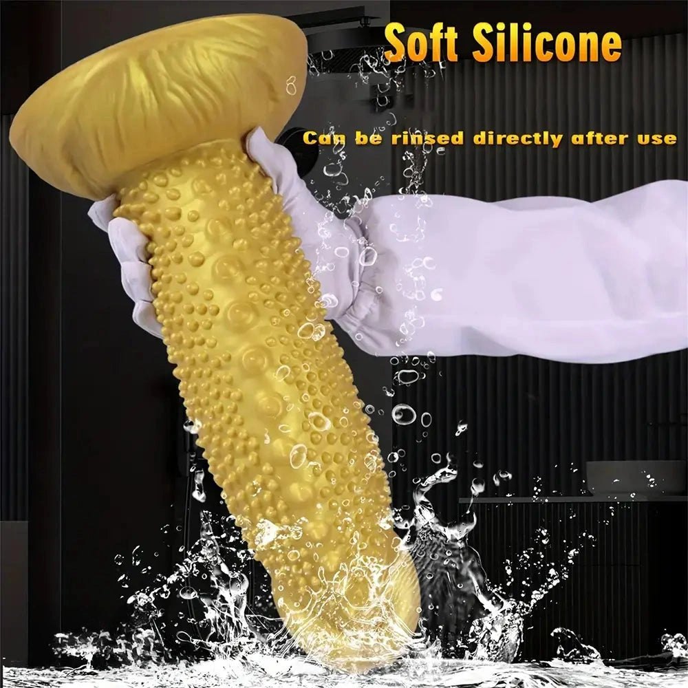 Gold spiky texture large dildo, photo 5