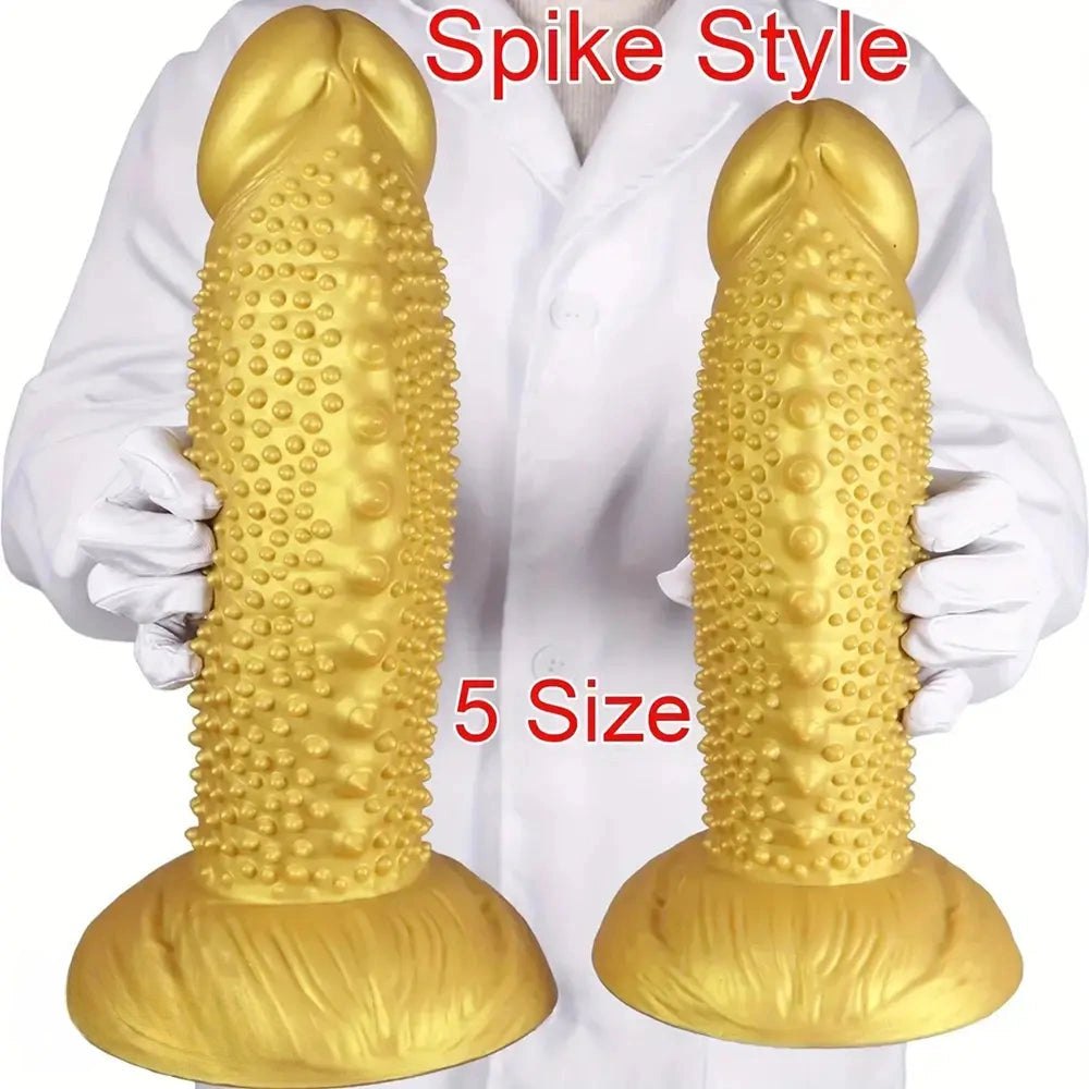 Gold spiky texture large dildo, photo 6
