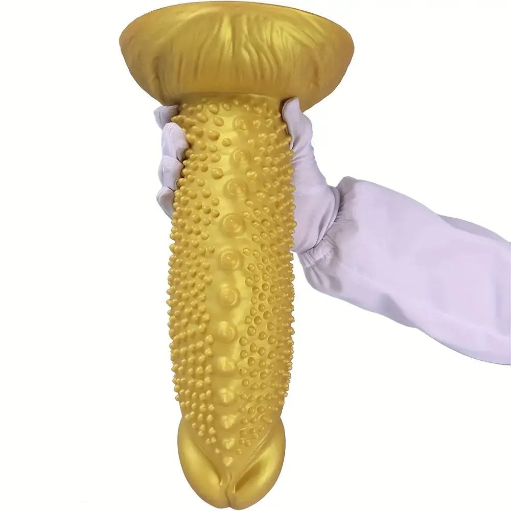 Gold spiky texture large dildo, photo 7