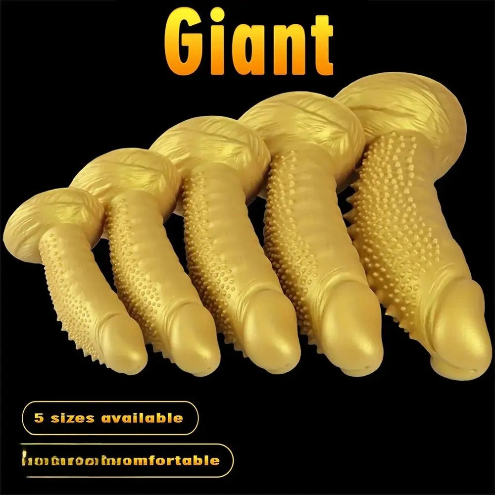 Gold spiky texture large dildo, photo 9