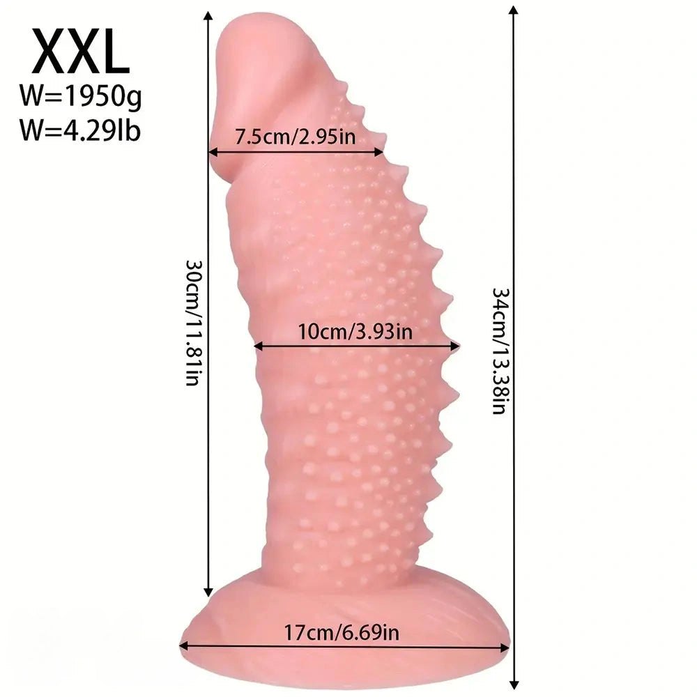 Flesh spiky textured pvc dildo