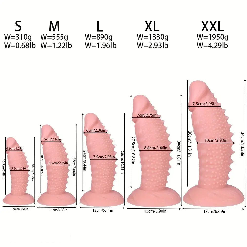 Flesh spiky textured pvc dildo