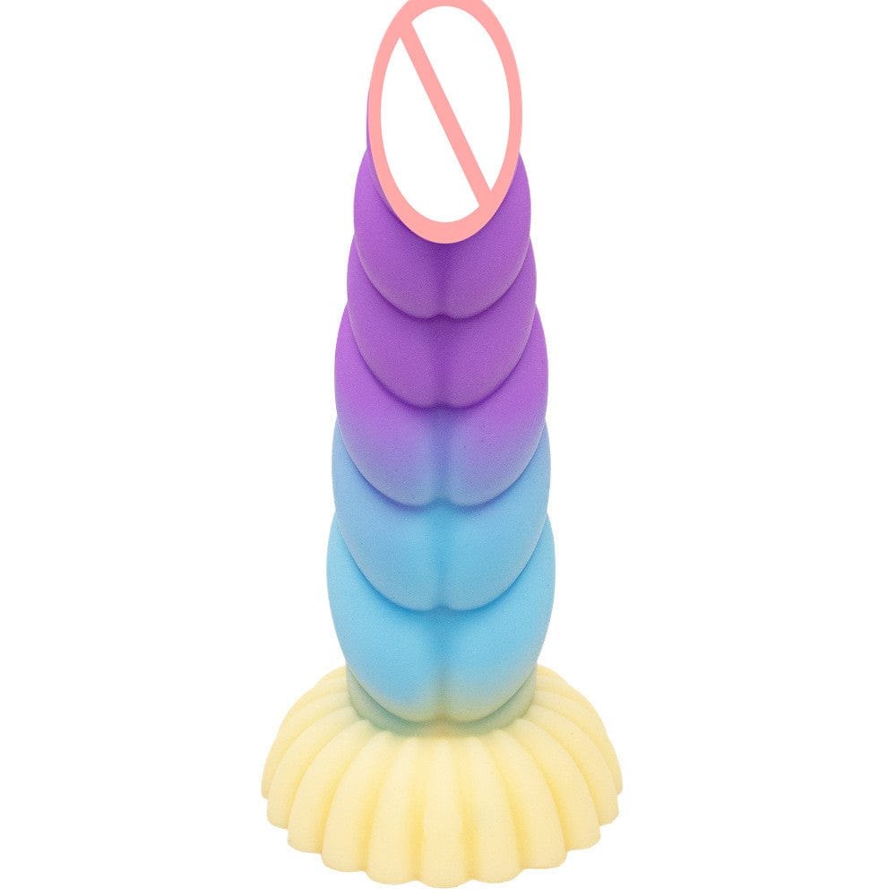 Spiral braid fantasy dildo with suction cup base, photo 1