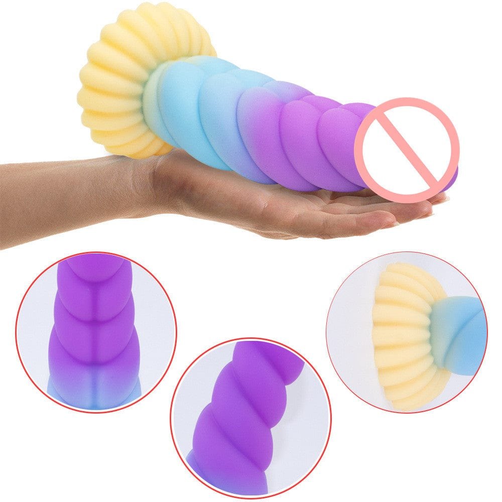 Spiral braid fantasy dildo with suction cup base, photo 2