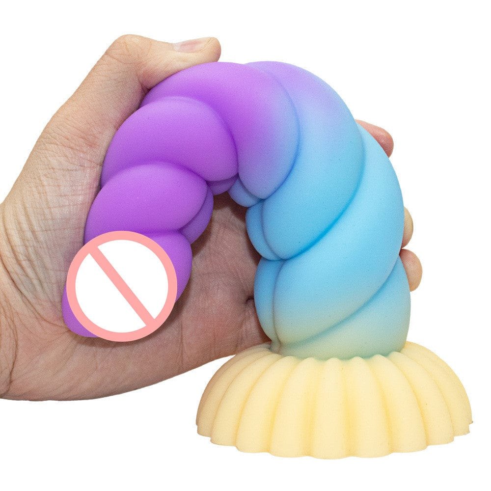 Spiral braid fantasy dildo with suction cup base, photo 3