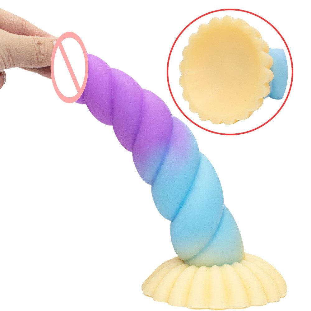 Spiral braid fantasy dildo with suction cup base, photo 4
