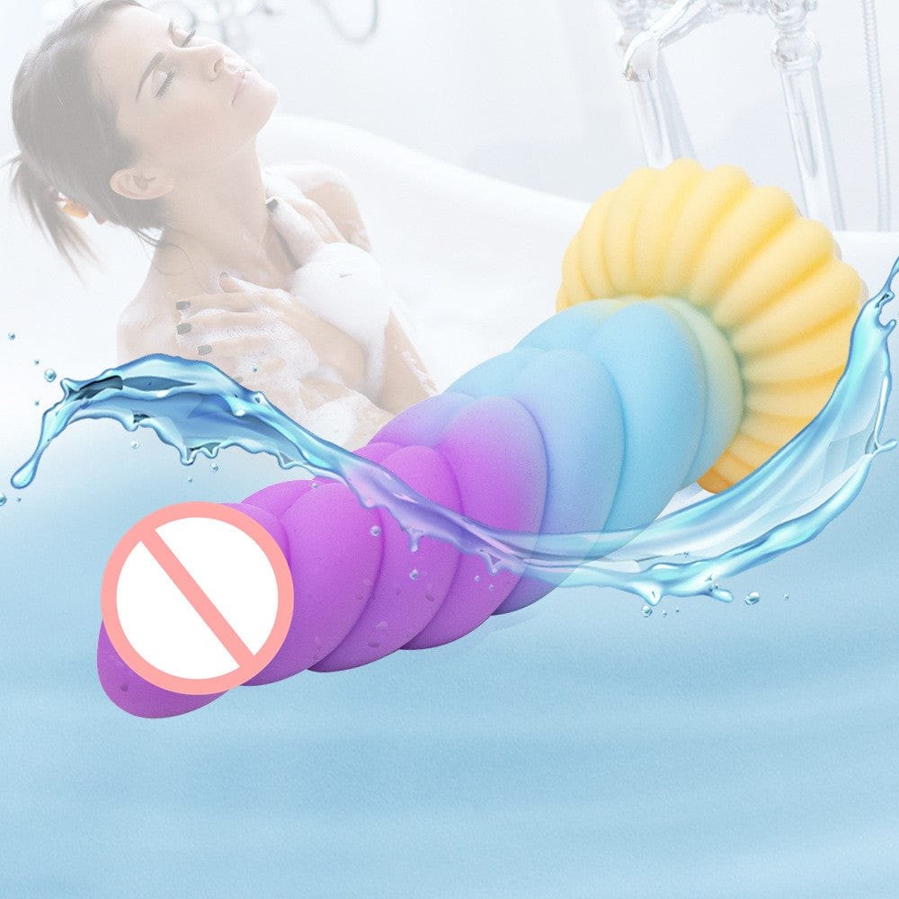 Spiral braid fantasy dildo with suction cup base, photo 5