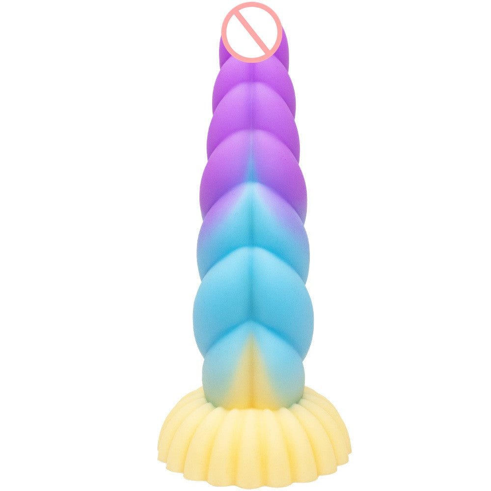 Spiral braid fantasy dildo with suction cup base, photo 8