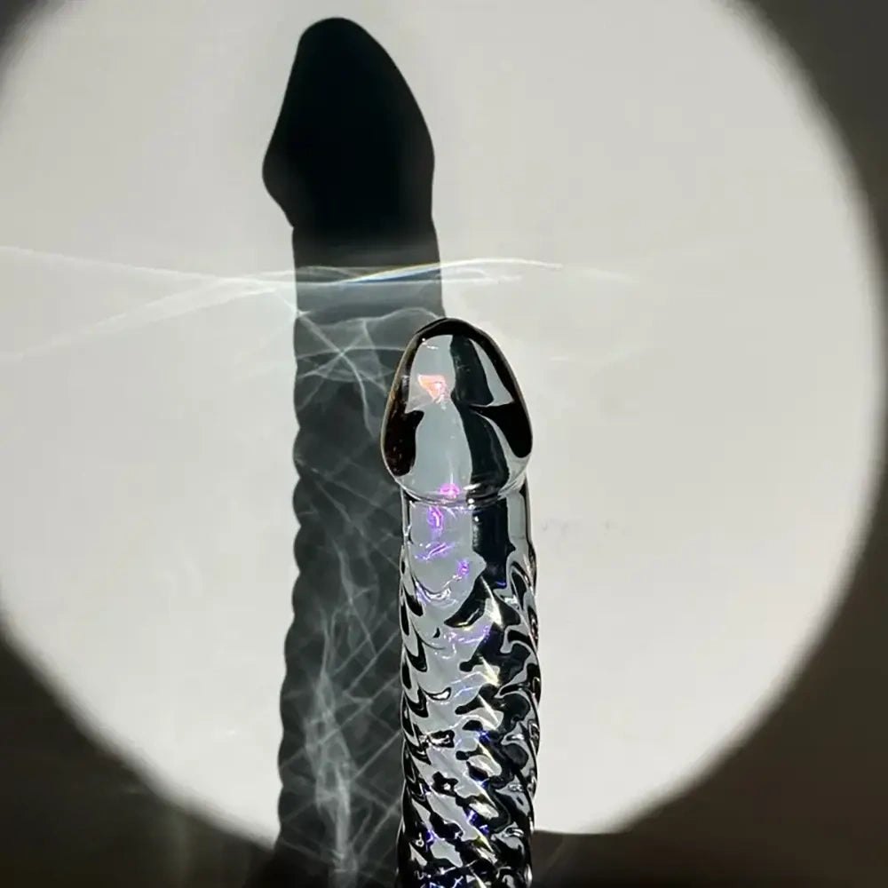 Colorful spiral textured glass dildo, photo 6