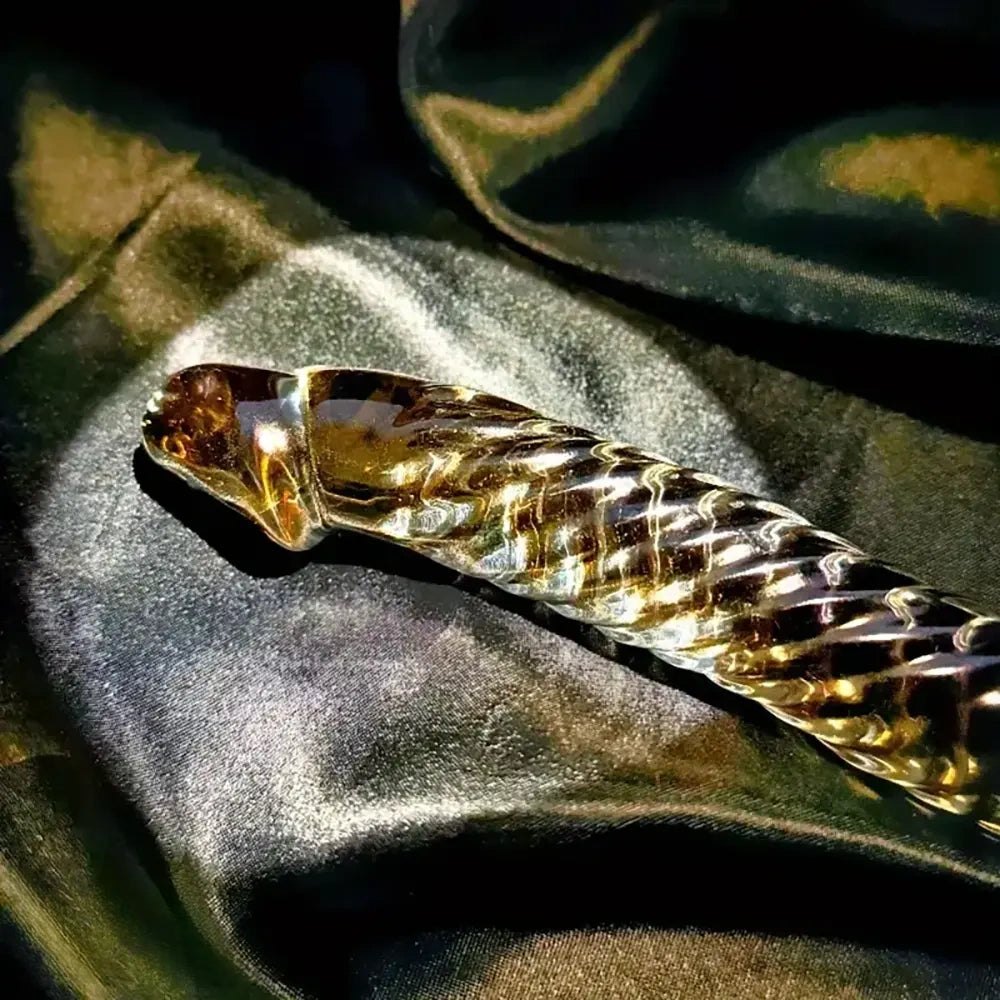 Colorful spiral textured glass dildo, photo 9