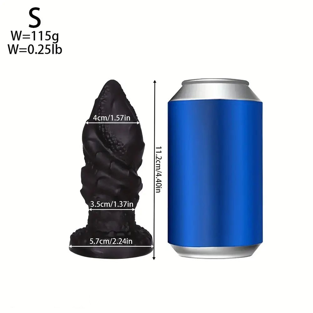Black spiral textured pvc anal plug