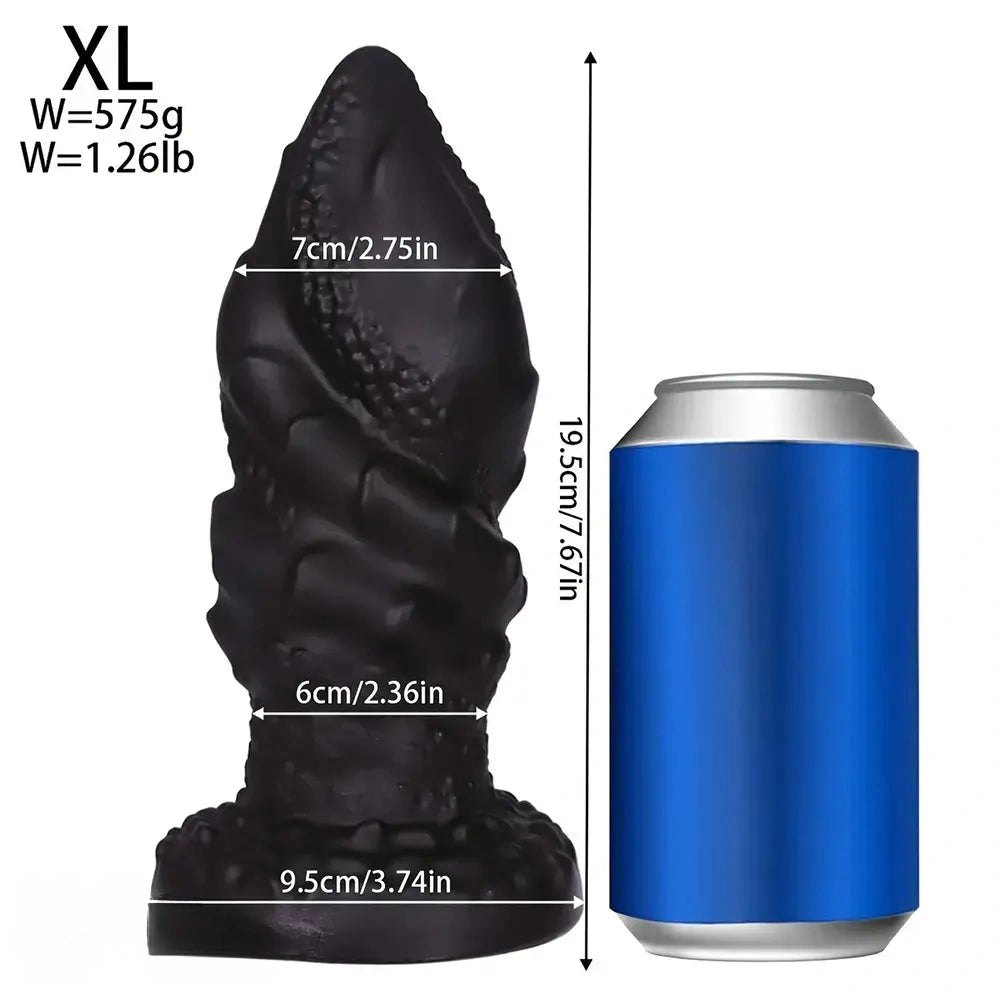 Black spiral textured pvc anal plug