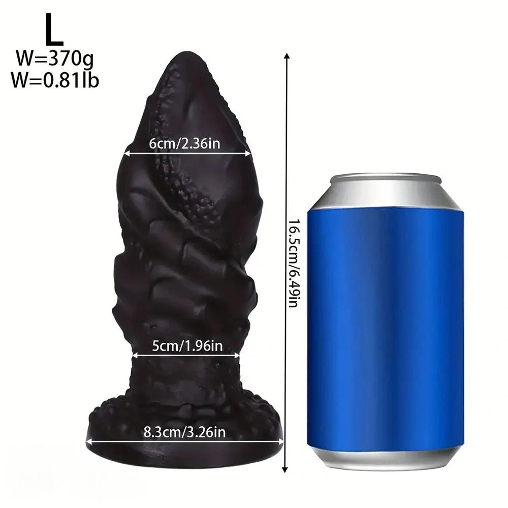 Black spiral textured pvc anal plug