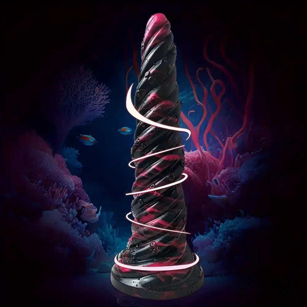 Black and red spiral fantasy dildo, photo 5