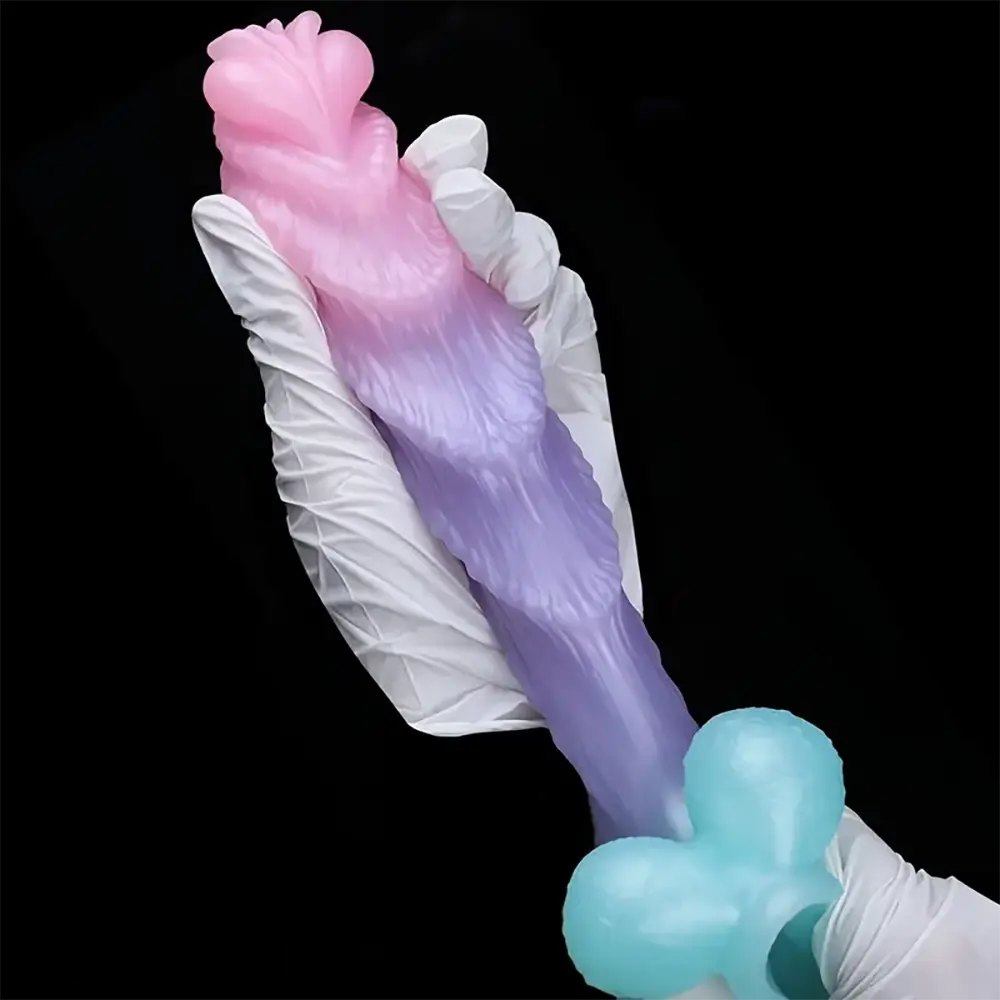Pink and purple ombre spiral fantasy dildo, photo 2