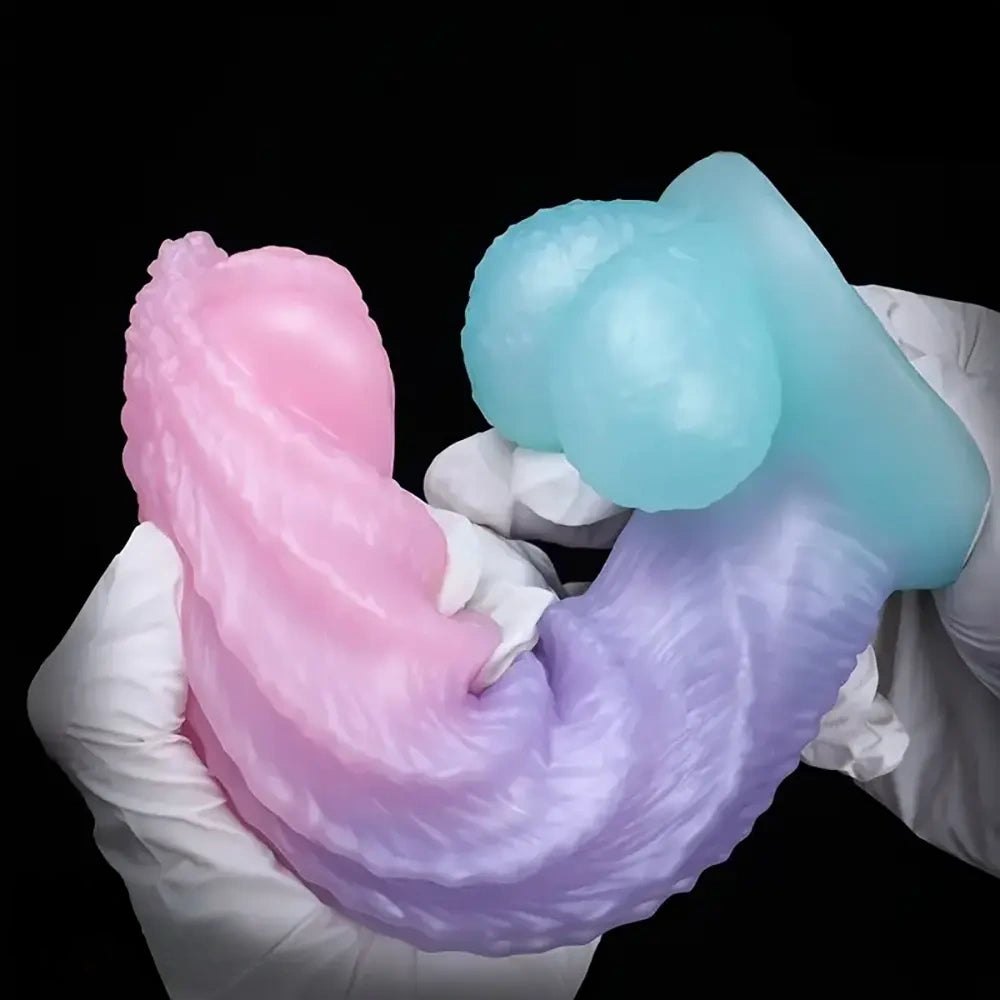 Pink and purple ombre spiral fantasy dildo, photo 3