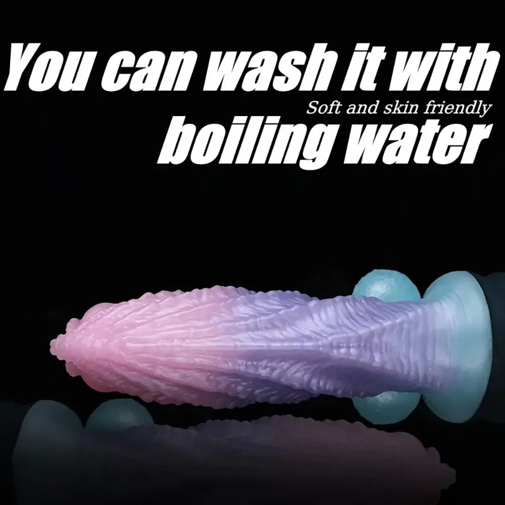 Pink and purple ombre spiral fantasy dildo, photo 5