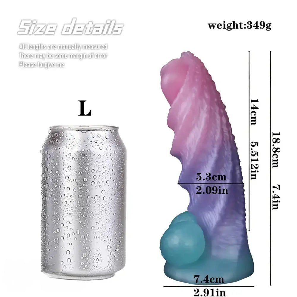 Pink and purple ombre spiral fantasy dildo, photo 6