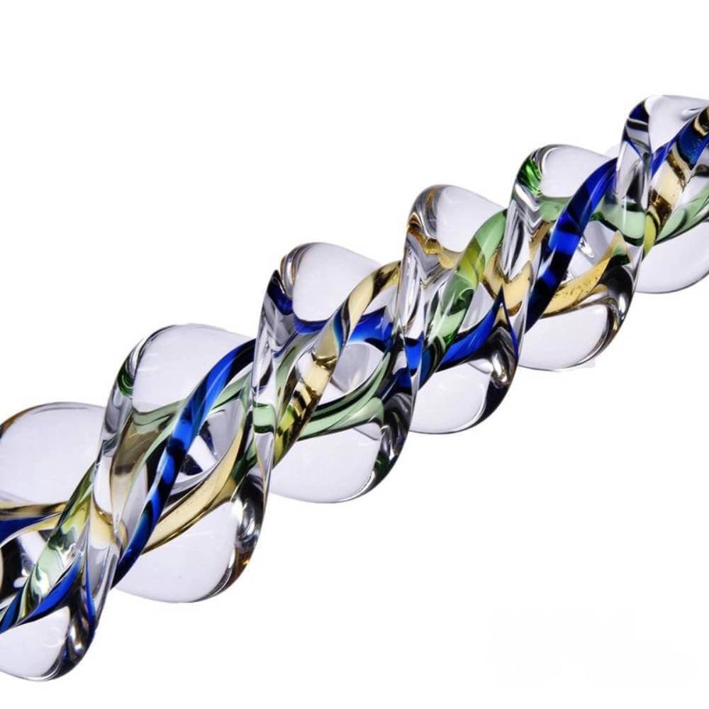 Clear spiral glass dildo with ring handle, photo 3