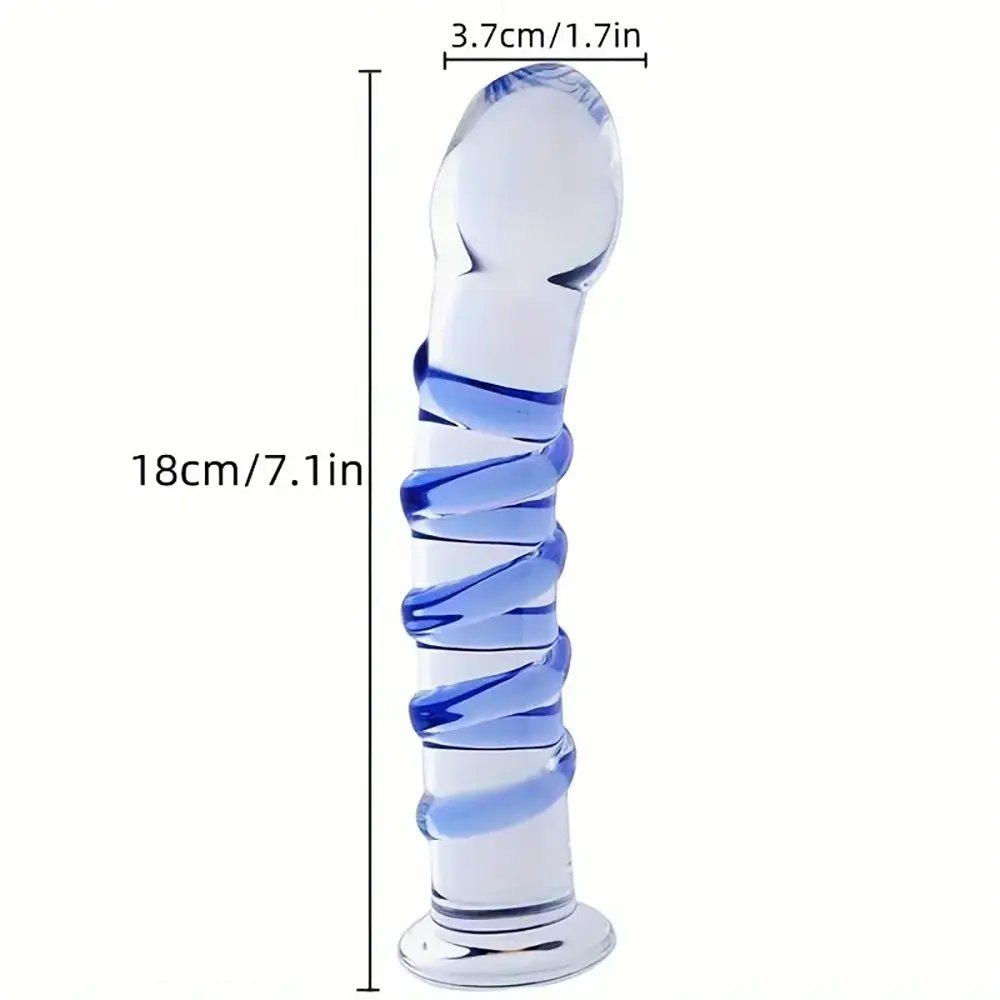 Blue spiral glass dildo, photo 3