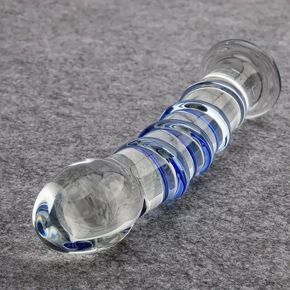 Blue spiral glass dildo, photo 8