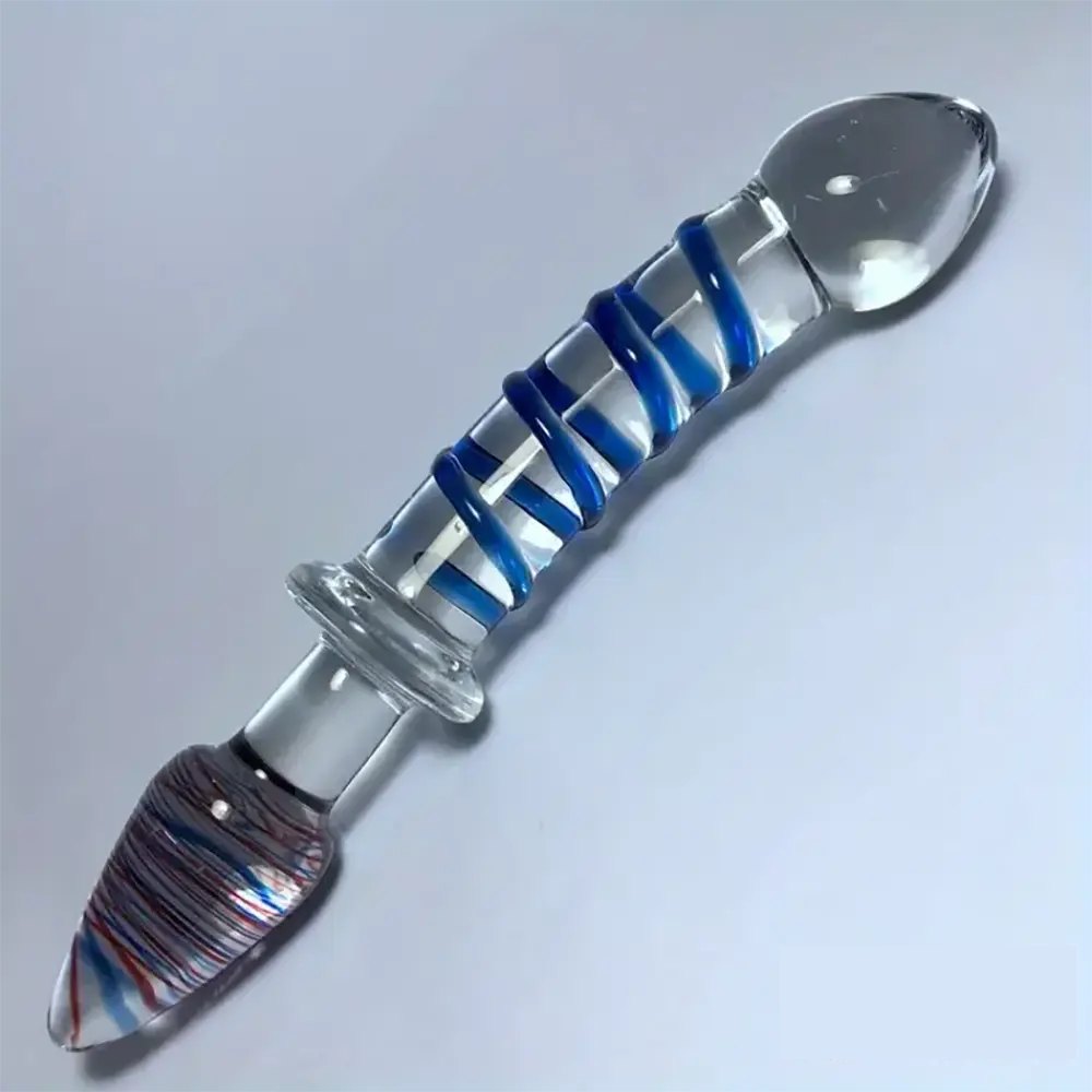 Colorful spiral glass dildo, photo 1