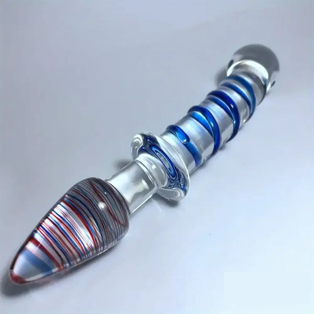 Colorful spiral glass dildo, photo 2