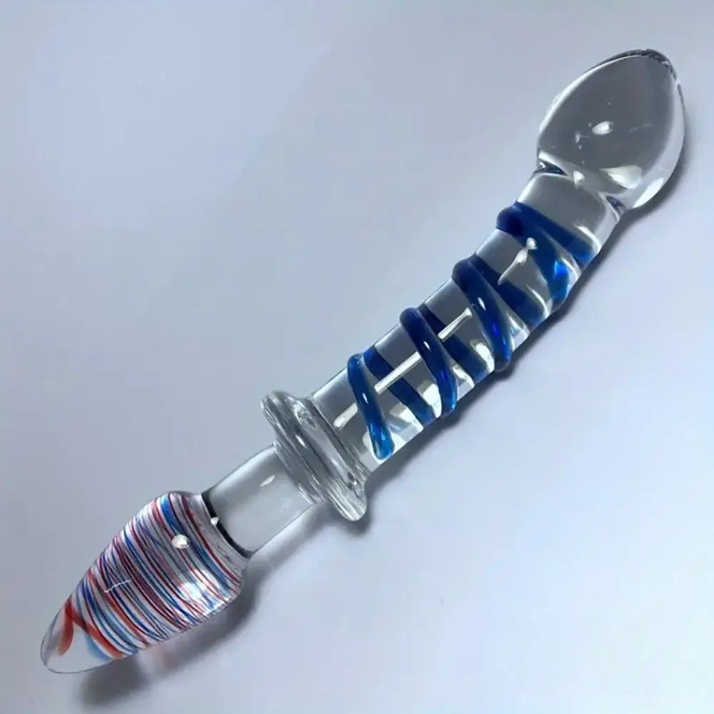 Colorful spiral glass dildo, photo 3
