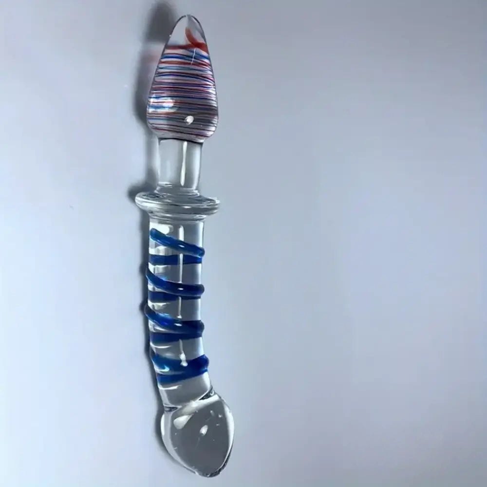 Colorful spiral glass dildo, photo 4