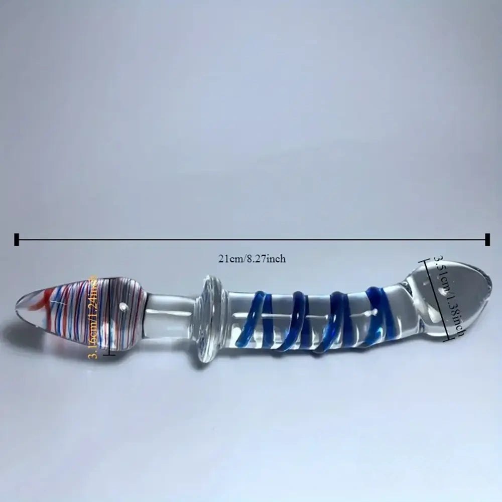 Colorful spiral glass dildo, photo 5
