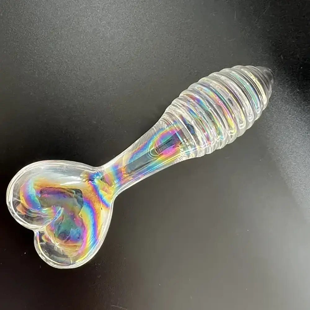 #1 glass spiral dildo with heart shaped base