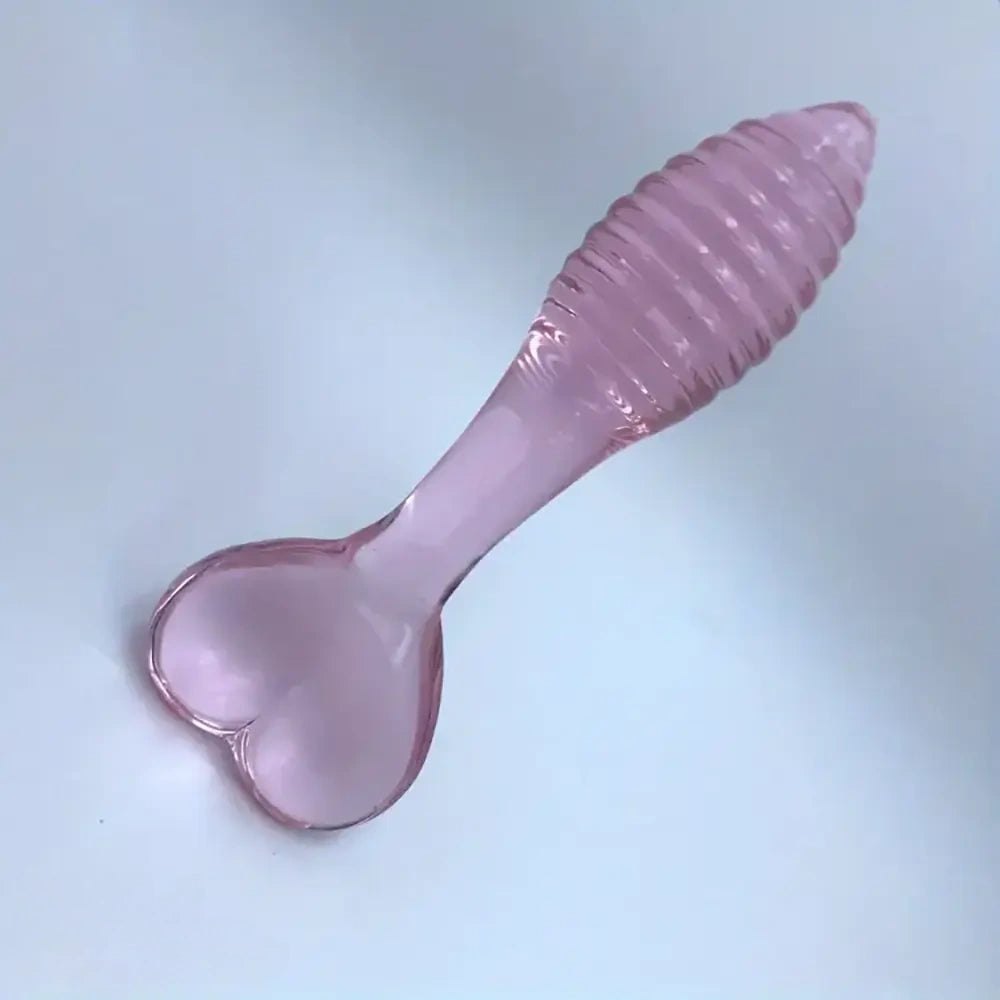 Glass spiral dildo with heart shaped base, photo 13