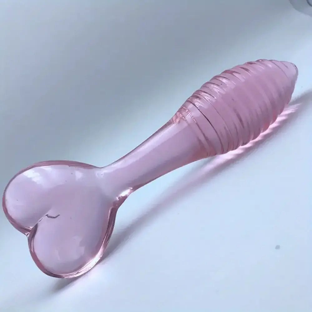 Glass spiral dildo with heart shaped base, photo 2