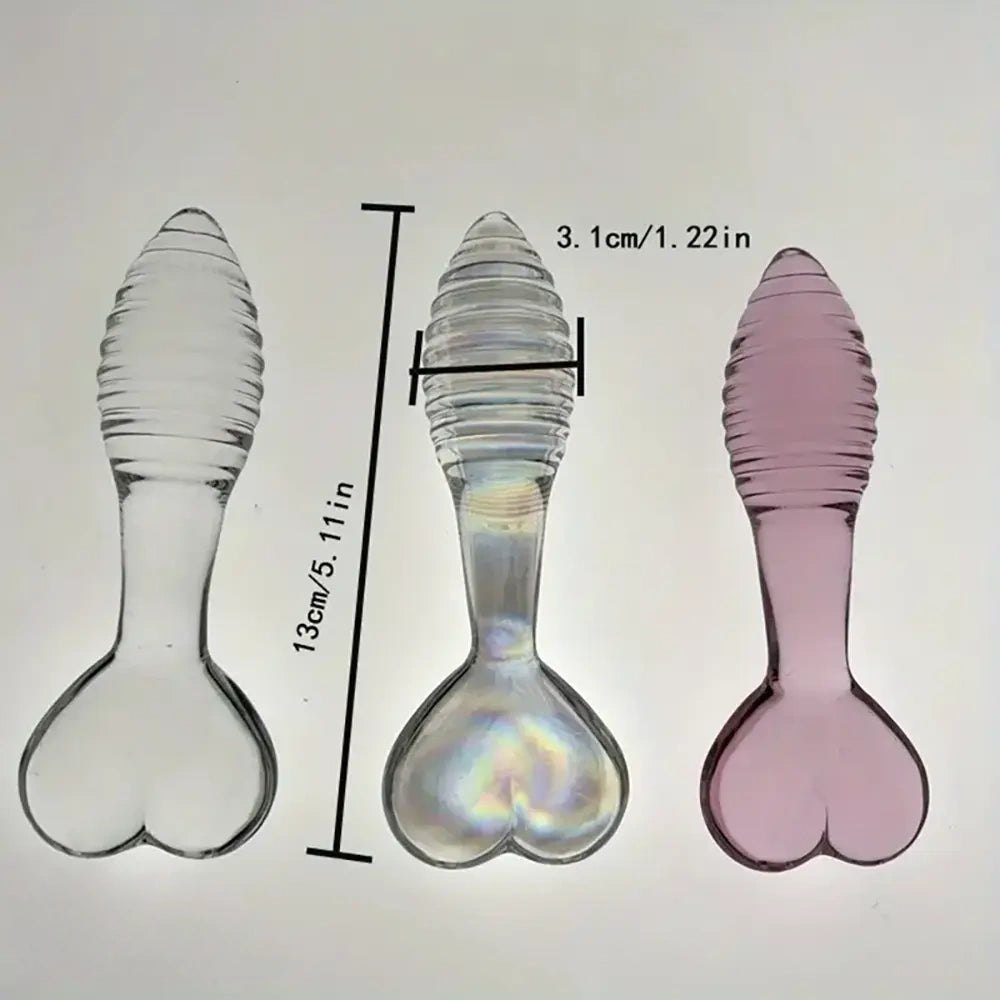 Glass spiral dildo with heart shaped base, photo 3