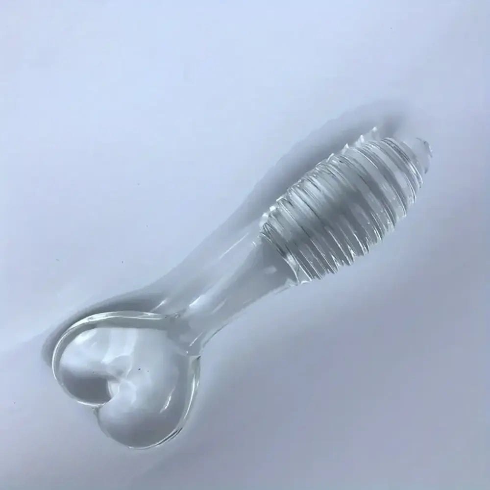 Glass spiral dildo with heart shaped base, photo 4